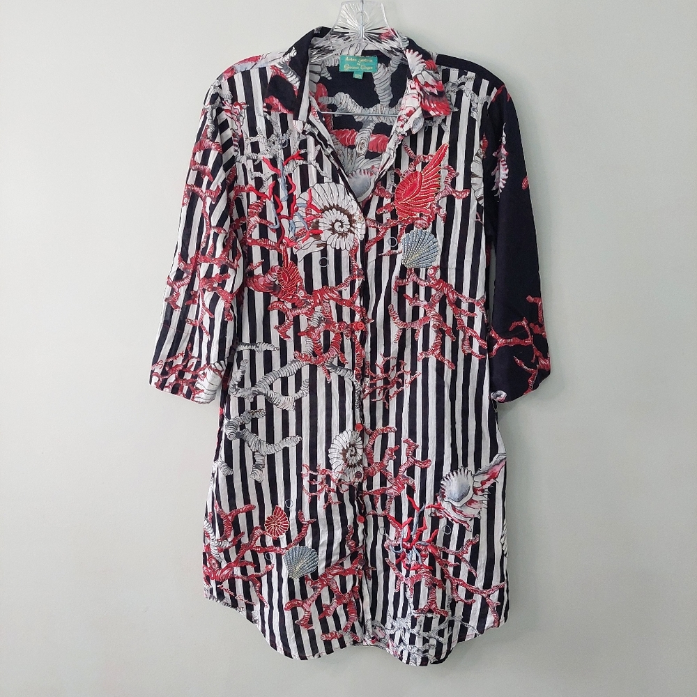 Antica Santoria by Giacomo Cinque dress 1/2 sleeve black red underwater theme